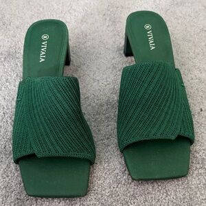 VIVAIA Women's Green Knit Mules